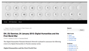 Screen Shot from Digital Humanities at OU blog