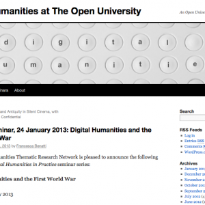 Screen Shot from Digital Humanities at OU blog